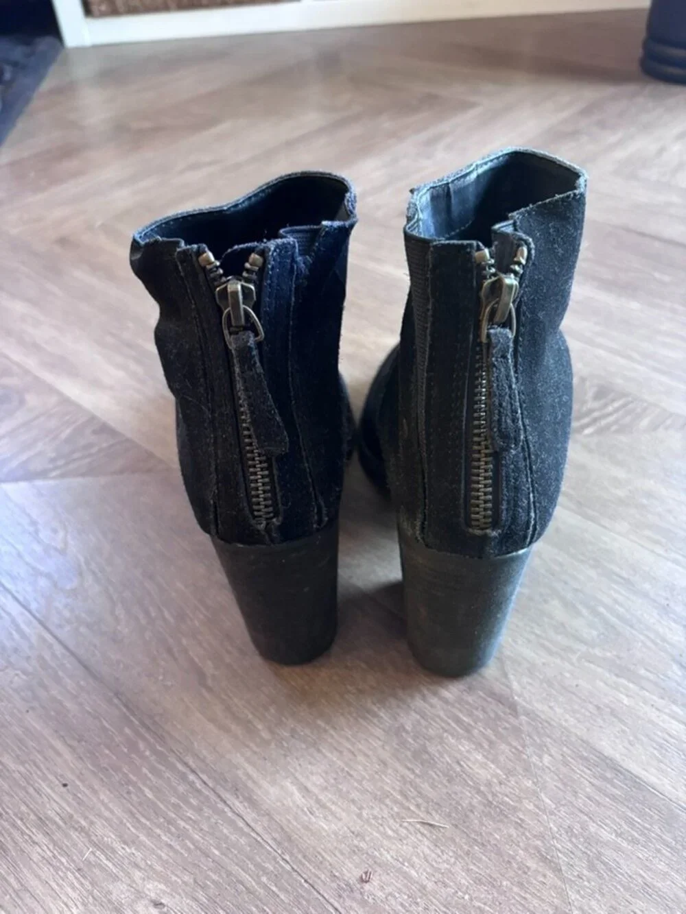 Black Cow Hide Ankle High Heel Booties